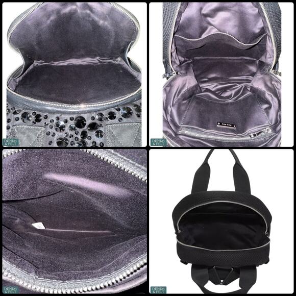 MIU MIU Black Faille Crystal Embellished Beaded Leather Trim Mini Luxe‎ Backpack main image 13